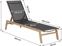 Bain de soleil en aluminium imitation bois  "Elysia" - Noir