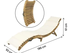 Bain de soleil en bois avec coussins inclus "Jakarta" - Beige