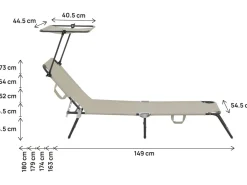 Bain de soleil pliable "Lazy" - Avec pare soleil - Taupe