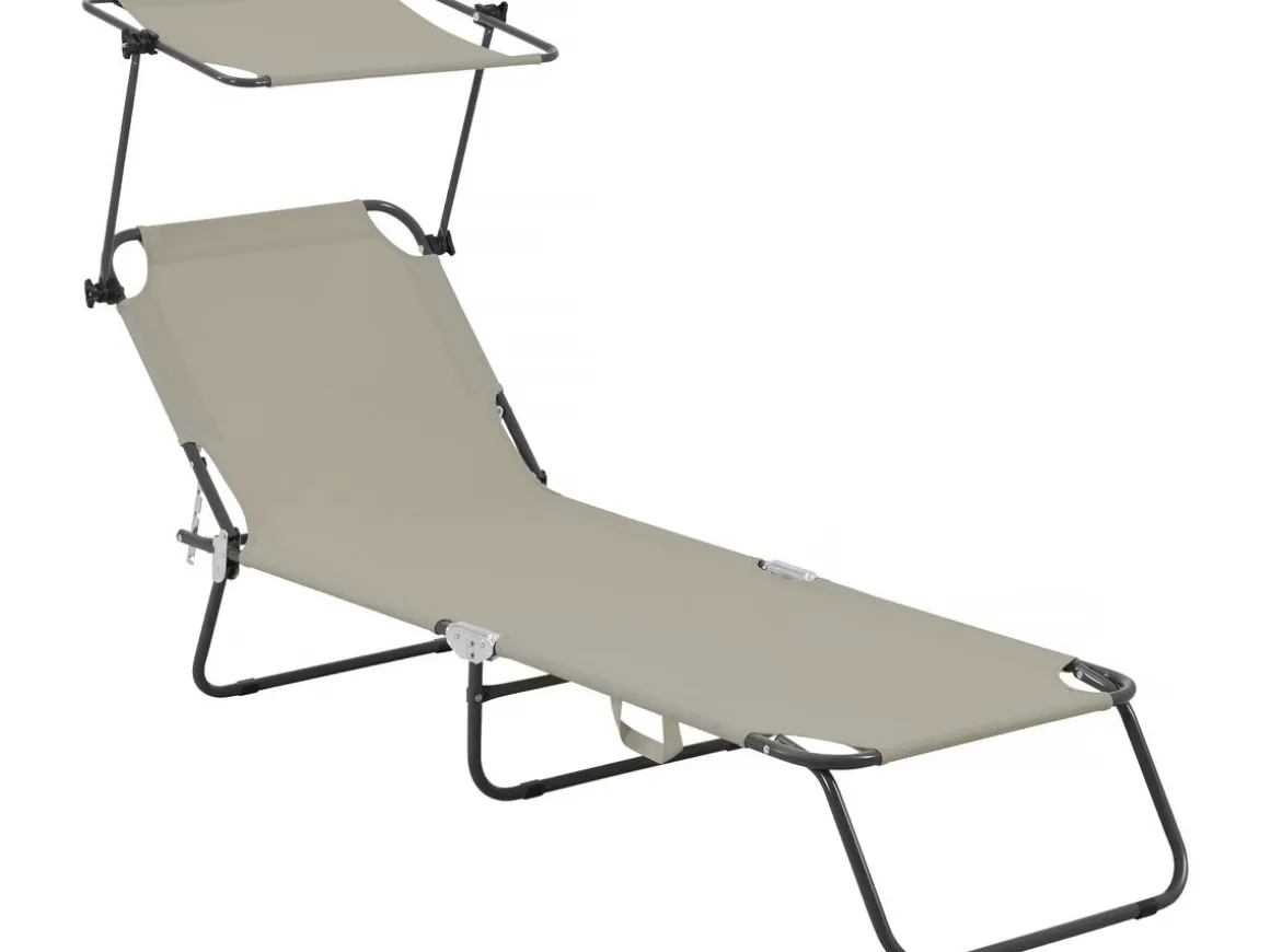 Bain de soleil pliable "Lazy" - Avec pare soleil - Taupe