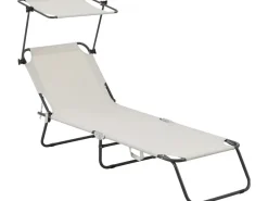 Bain de soleil pliable "Lazy" - Avec pare soleil - Beige