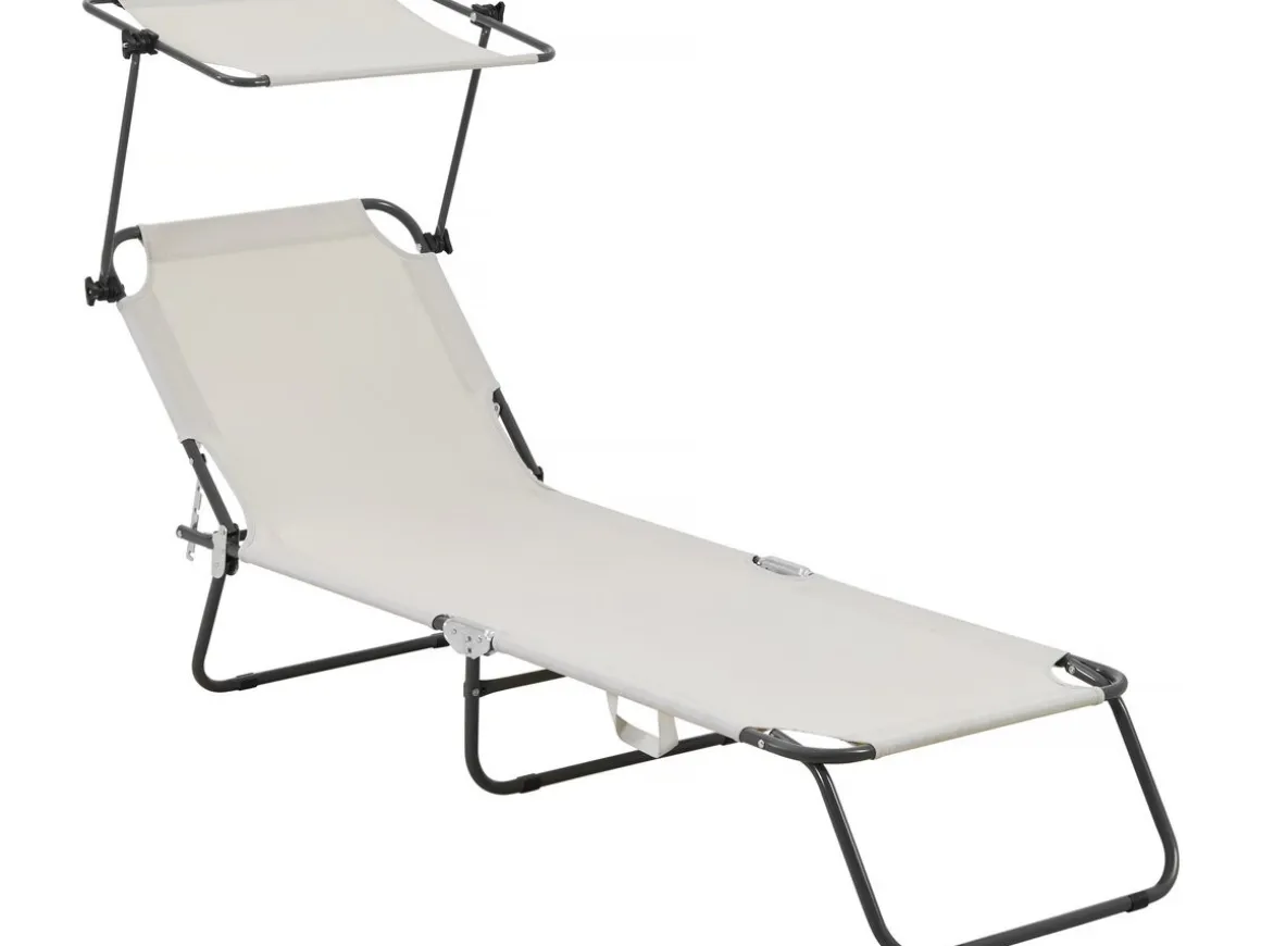 Bain de soleil pliable "Lazy" - Avec pare soleil - Beige