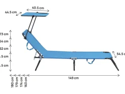 Bain de soleil pliable "Lazy" - Avec pare soleil - Bleu