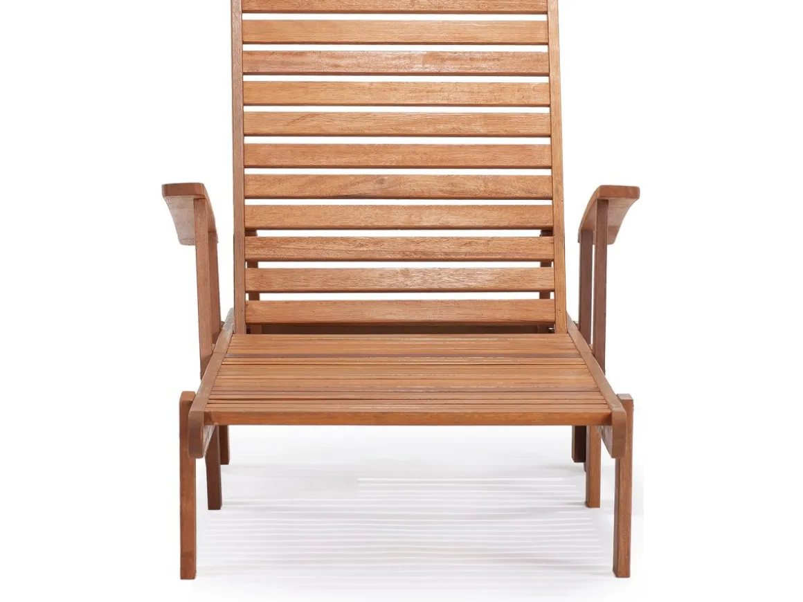 Bain de soleil pliant en bois exotique "Tokyo" - Maple - Marron clair - Lot de 4