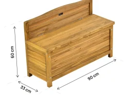 Banc coffre de jardin en bois "Ben" - 90 x 33 x 60 cm - Marron