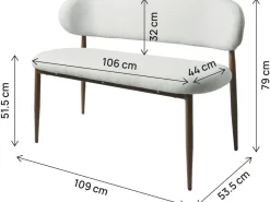Banc de salle à manger en tissu - 110 cm - 