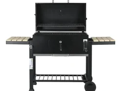 Barbecue charbon avec tablettes latérales et grilles réglables