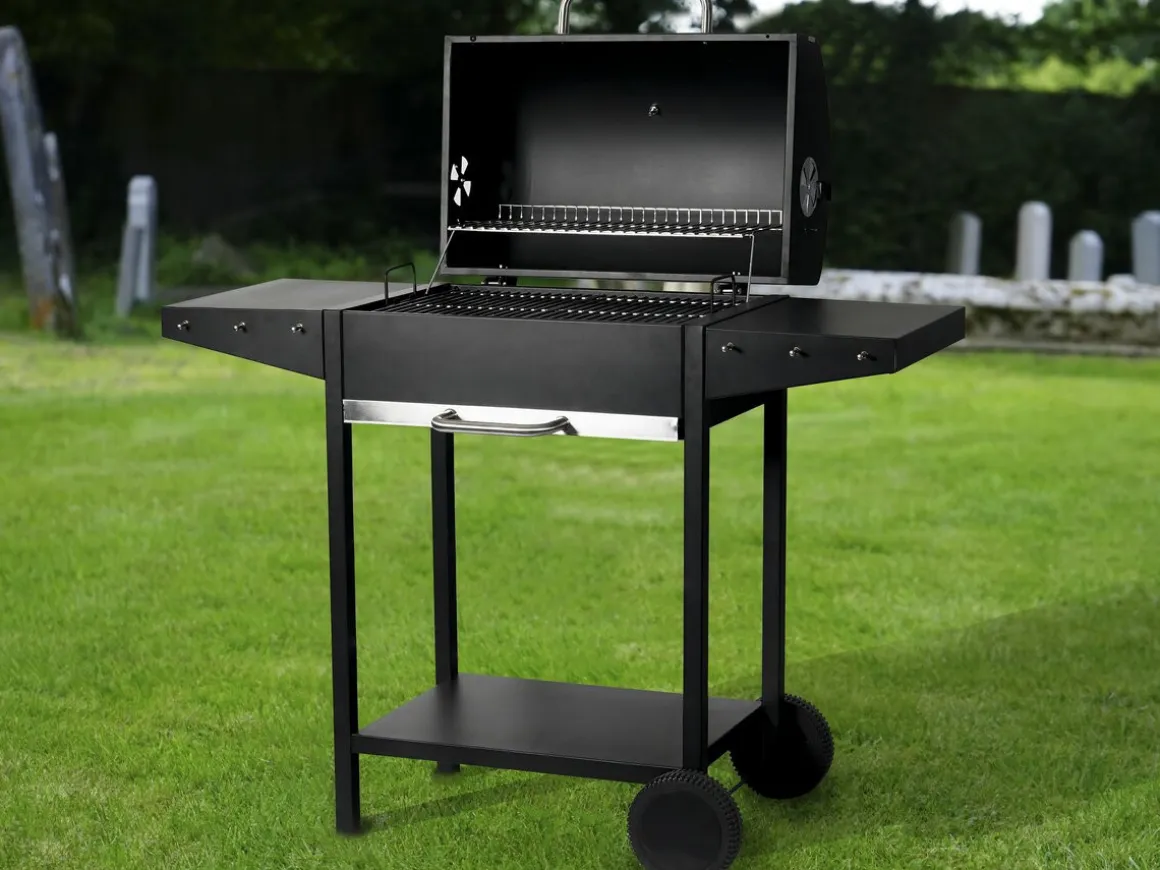 Barbecue charbon de bois "Bizon" - 119 x 50 x 101 cm - Noir