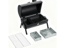 Barbecue charbon de bois portable "Captain" - 42 x 27 x 43 cm - Noir