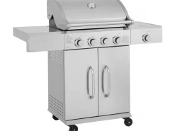 Barbecue gaz en inox avec 5 brûleurs dont 1 latéral 