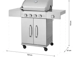 Barbecue gaz en inox avec 5 brûleurs dont 1 latéral 