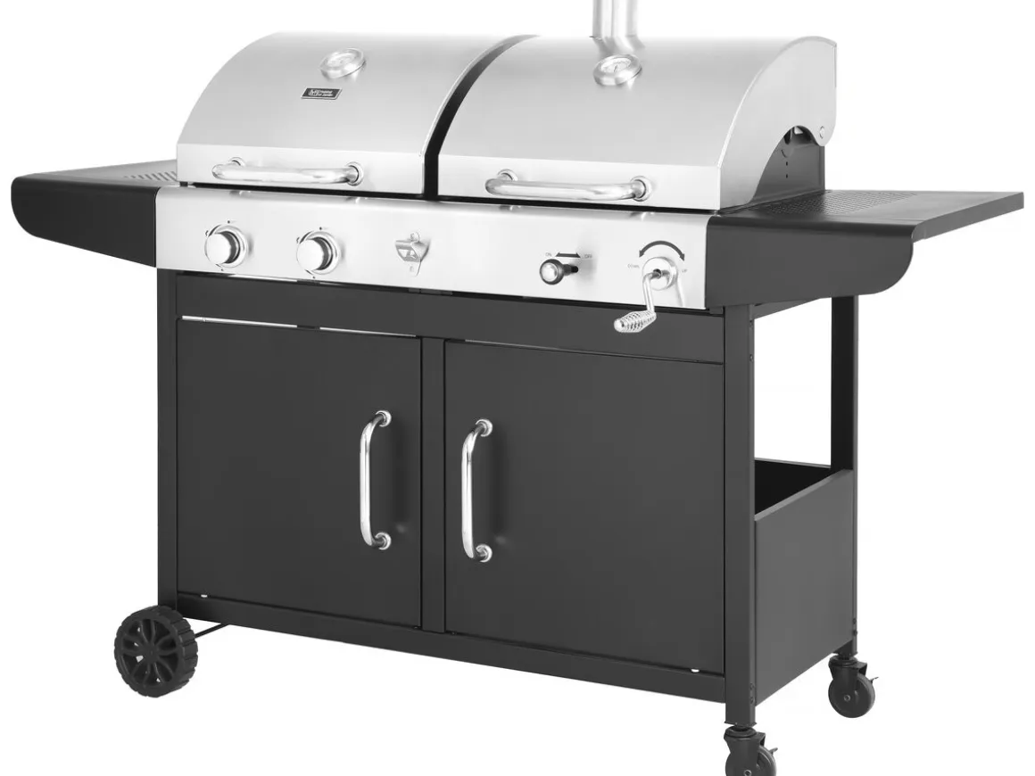 Barbecue gaz et charbon 2 en 1 en métal "Western" - Noir