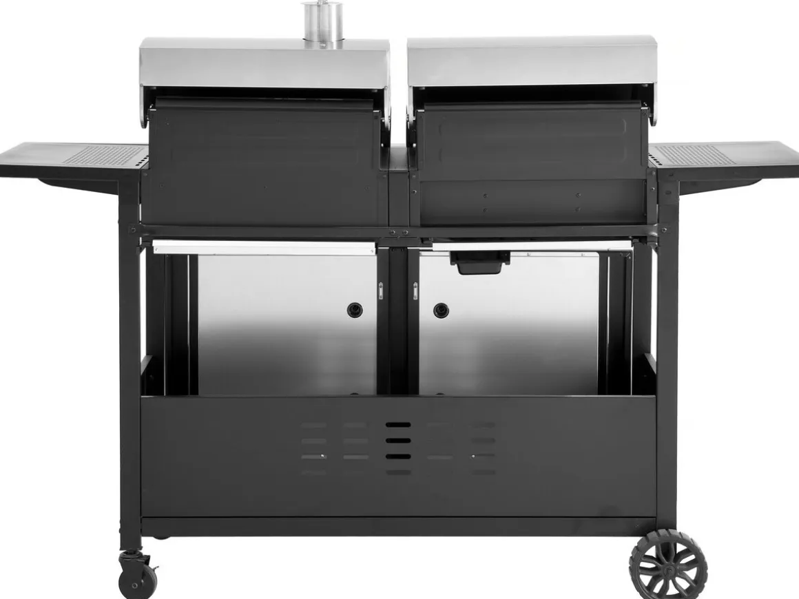Barbecue gaz et charbon 2 en 1 en métal "Western" - Noir