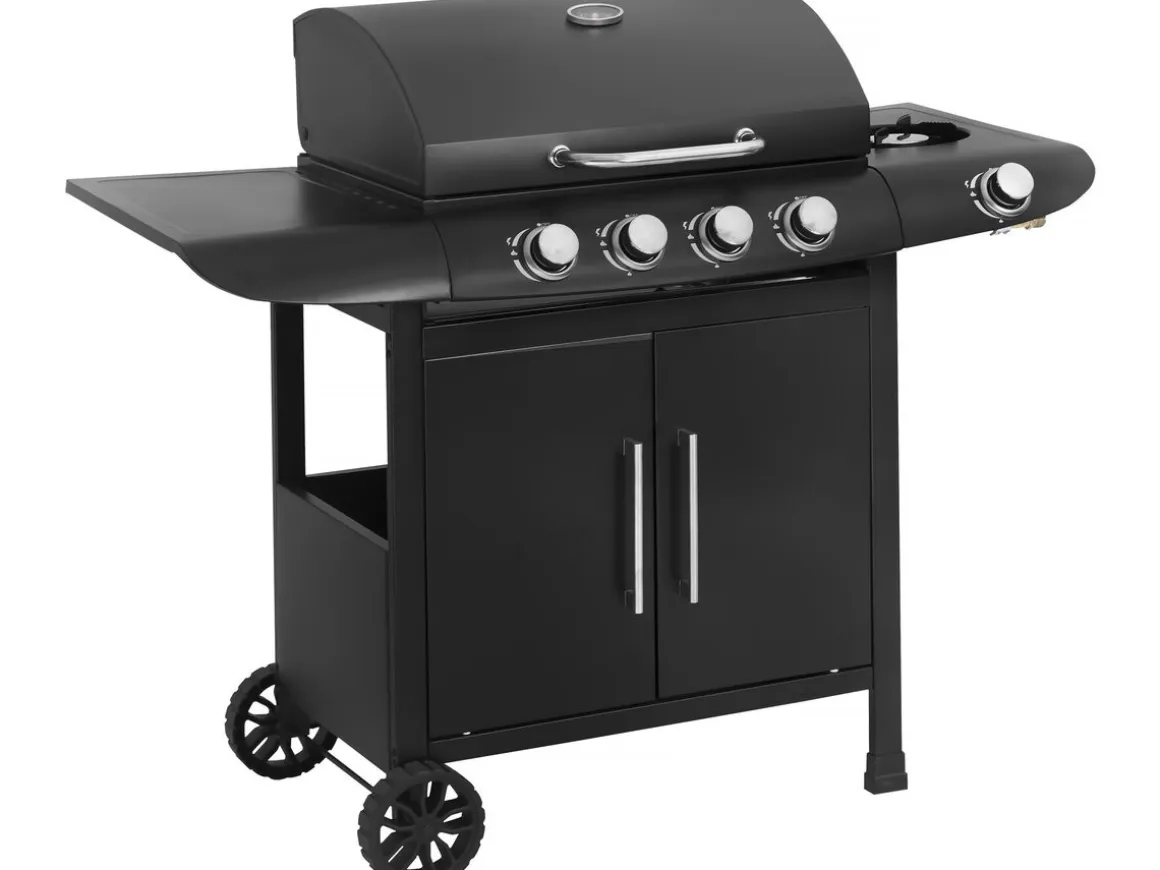 Barbecue gaz "Feria 5" - 5 brûleurs dont 1 latéral - 14,5 kw - Noir