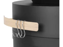 Barbecue plancha brasero a charbon et bois "Cesar" - 49 x 49 x 92 cm - Noir