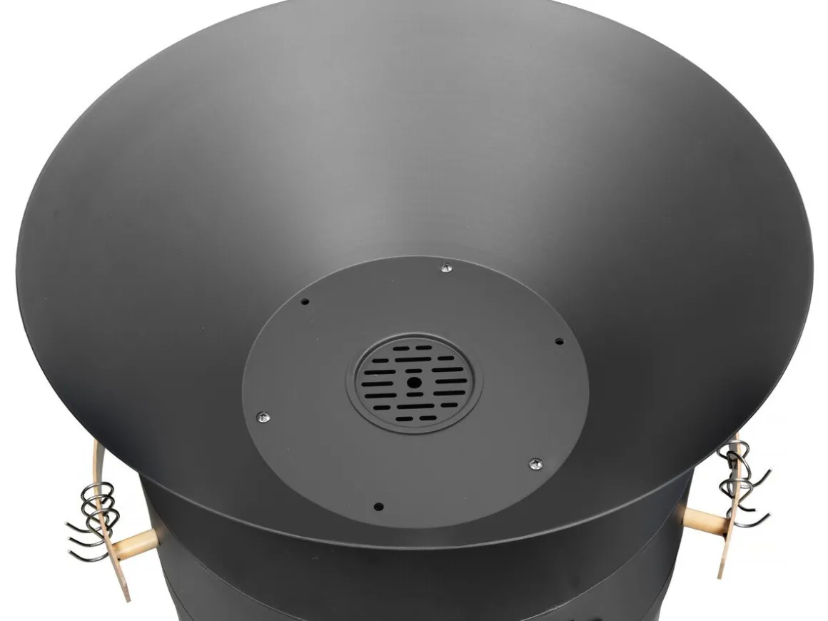 Barbecue plancha brasero a charbon et bois "Cesar" - 49 x 49 x 92 cm - Noir