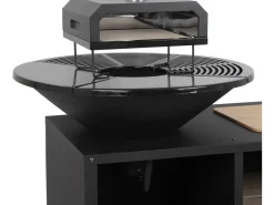 Barbecue plancha brasero avec four à pizza "Maréchal" - Ø 81 cm  - Noir
