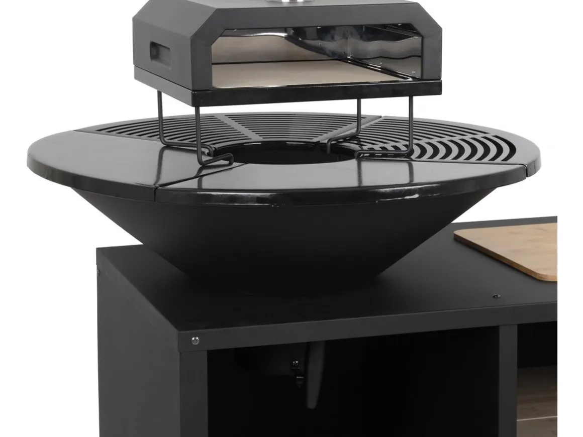 Barbecue plancha brasero avec four à pizza "Maréchal" - Ø 81 cm - Noir