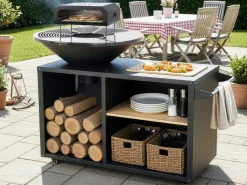 Barbecue plancha brasero avec four à pizza
