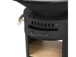 Barbecue plancha brasero à charbon et bois "Cesar premium" - Ø 81 cm - Noir