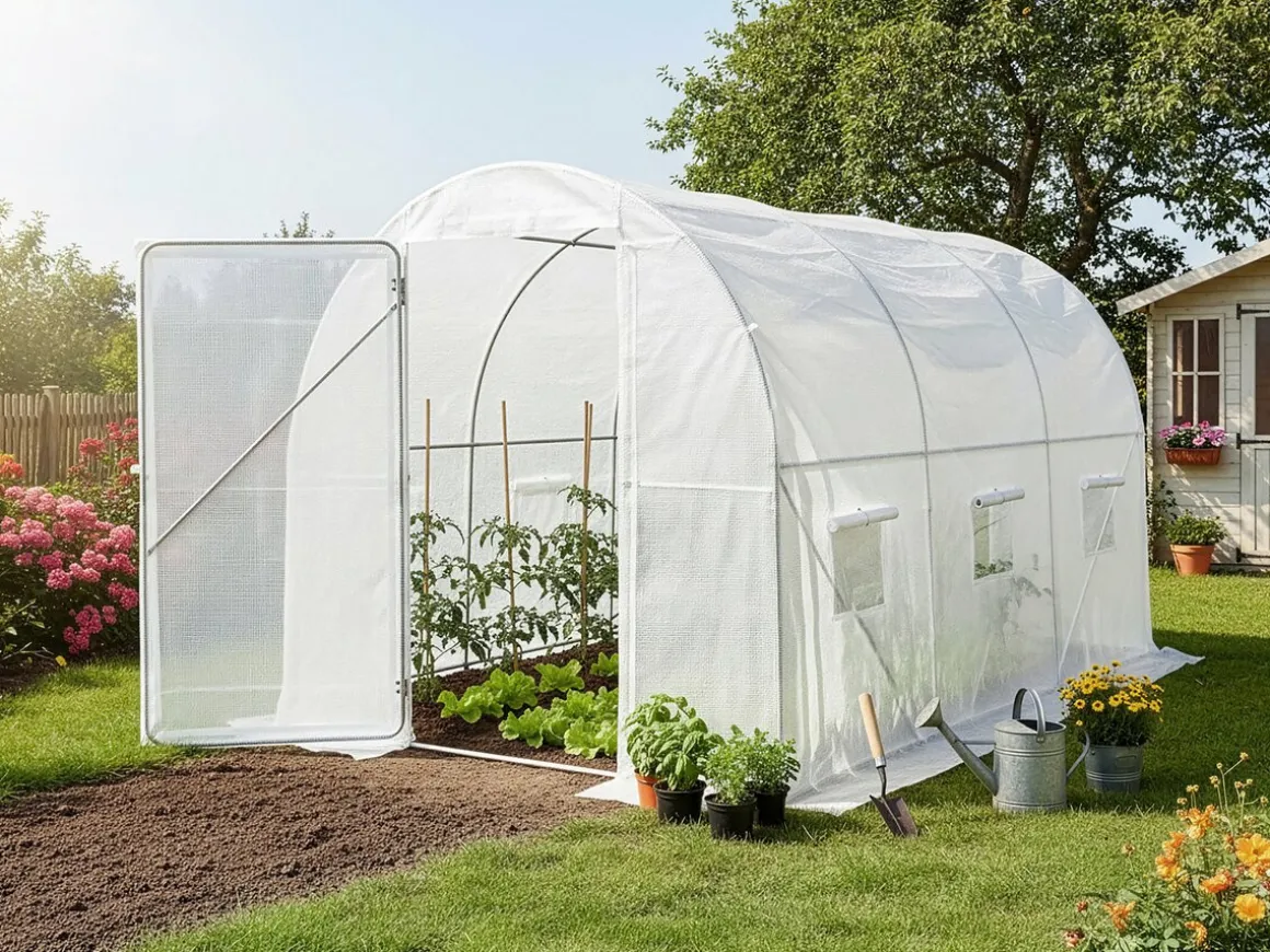 Bâche pour serre tunnel de jardin "Mimosa" - 6 m² - 180g - Blanc