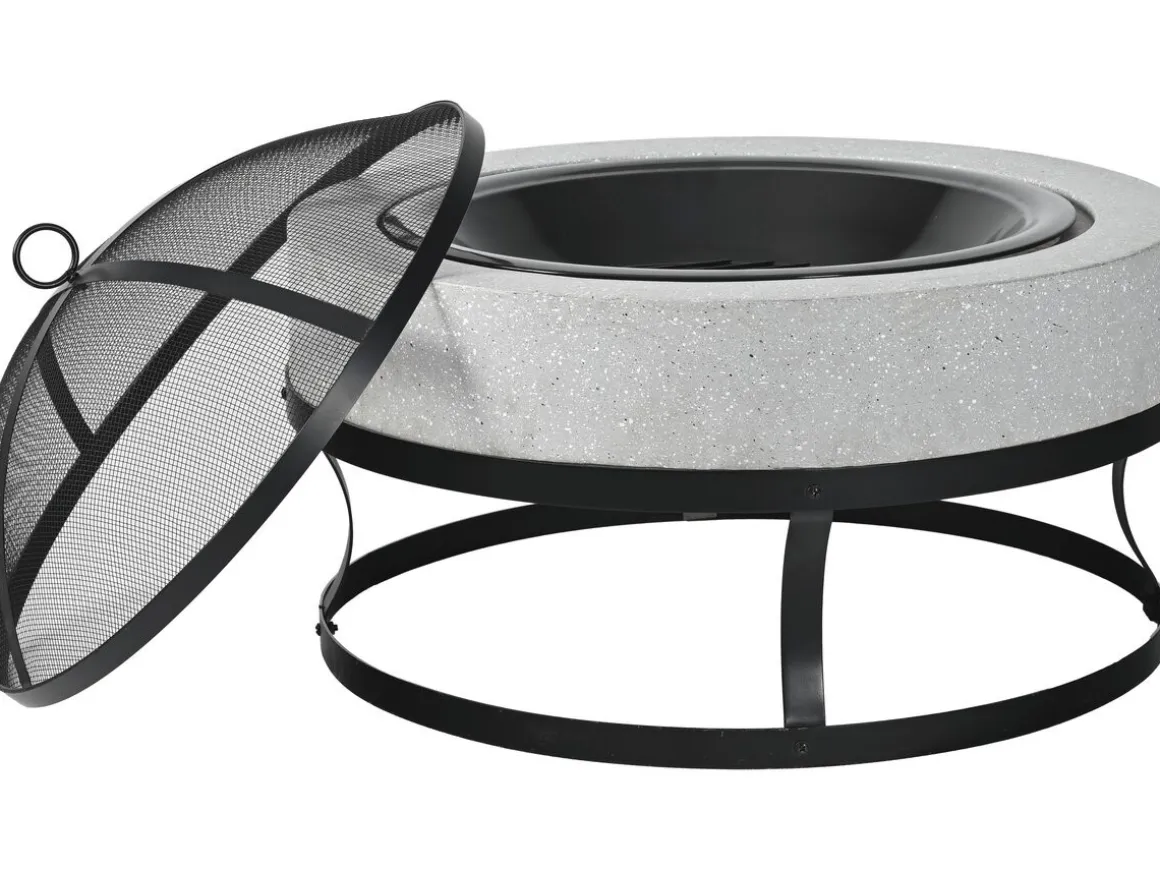 Brasero en pierre "Torro" - 70 x 70 x 49 cm - Blanc