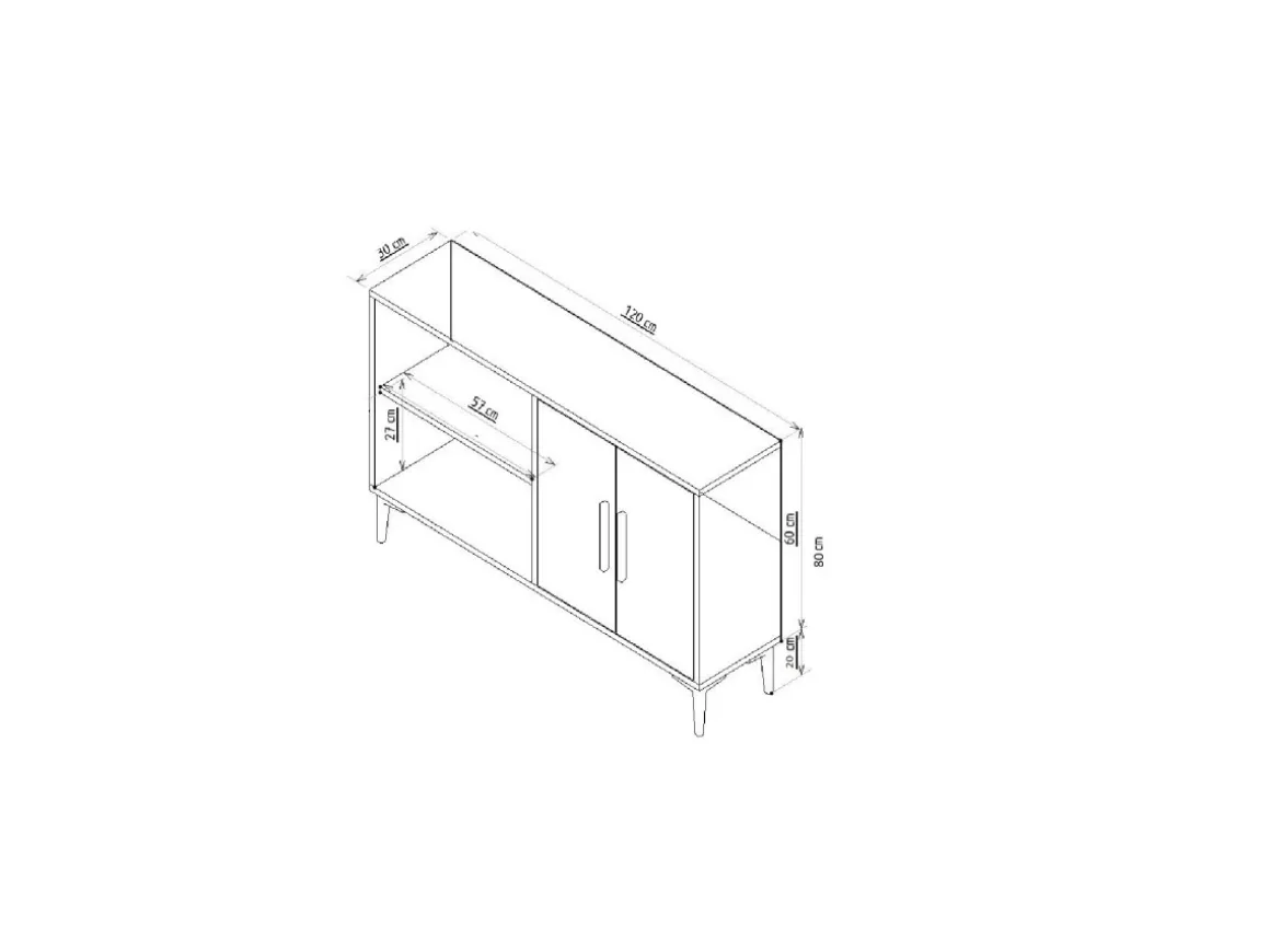 Buffet en bois "Ahart" - 120 x 30 x 80 cm - Blanc