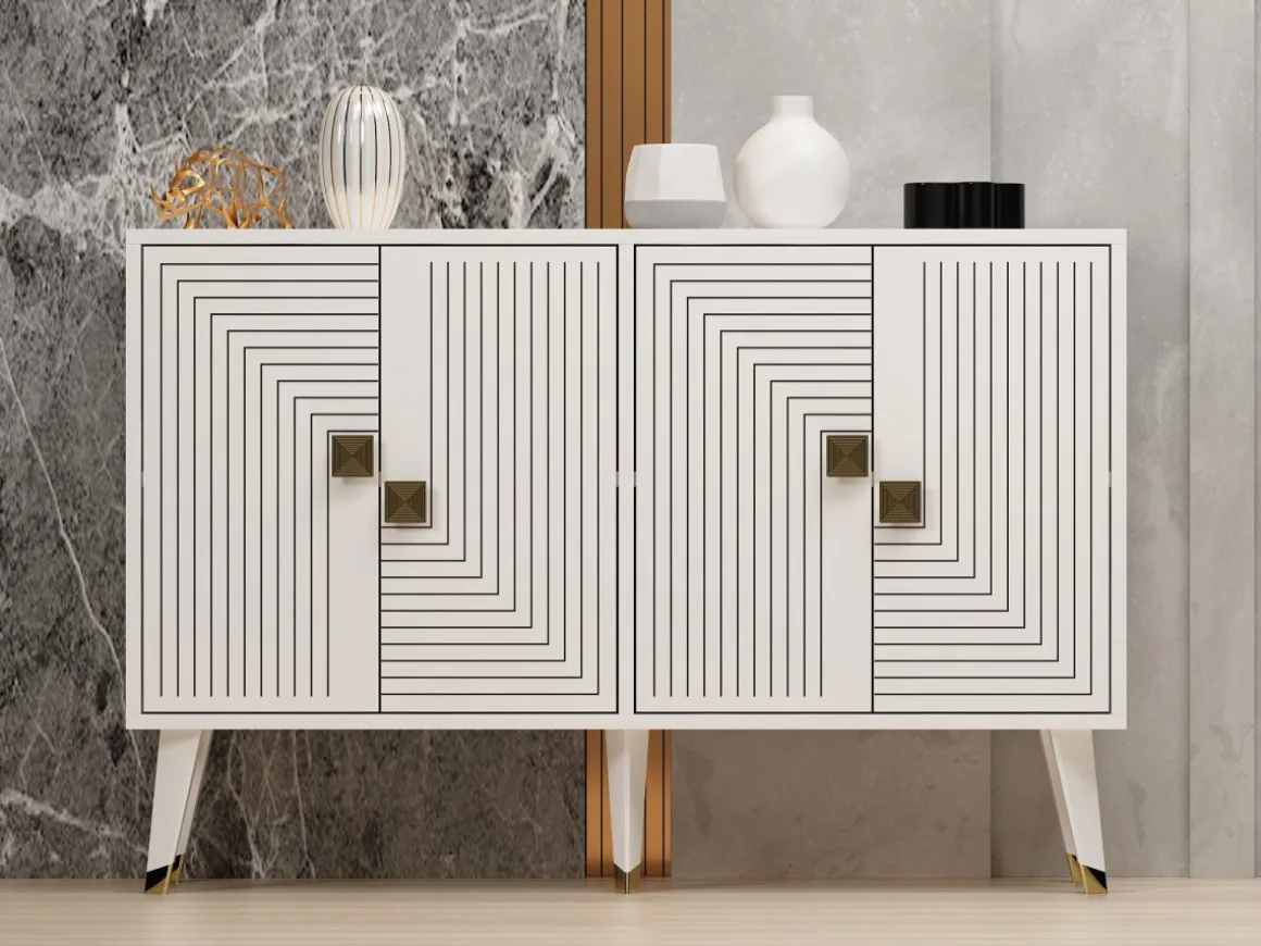 Buffet en bois "Ahart" - 120 x 30 x 80 cm - Blanc