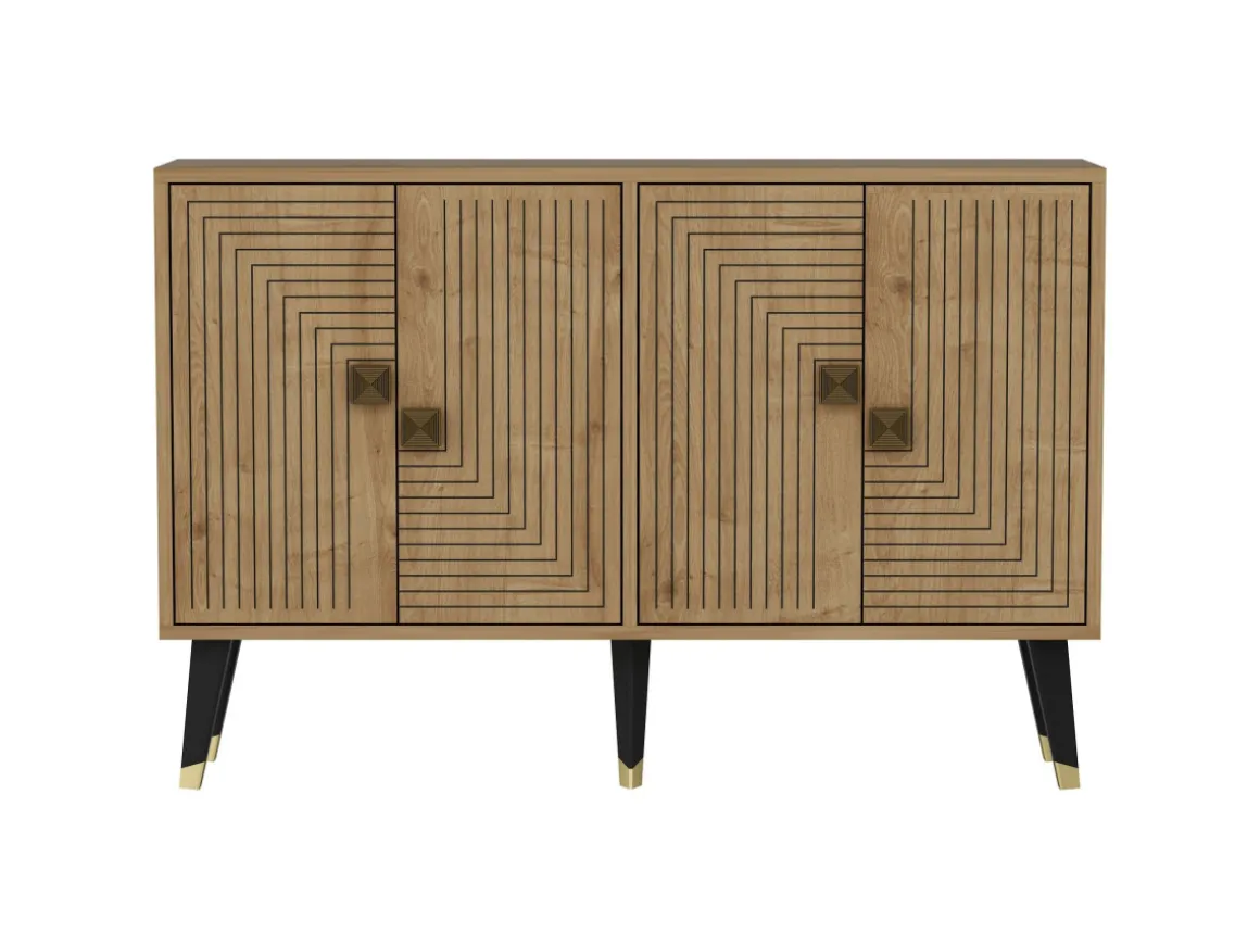 Buffet en bois "Ahart" - 120 x 30 x 80 cm - Chêne Saphir Or