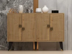 Buffet en bois "Ahart" - 120 x 30 x 80 cm - Chêne Saphir Or