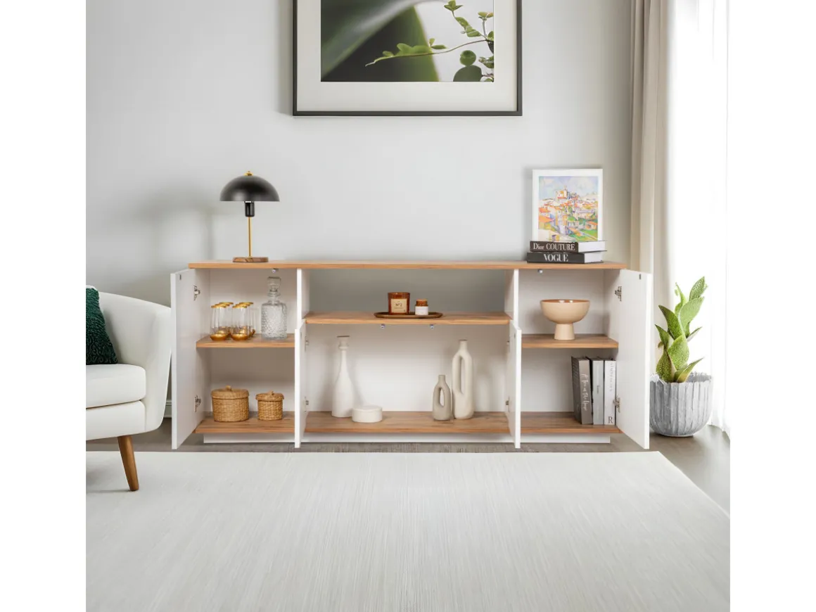Buffet en bois "Arista" - 180 x 44 x 75 cm - Blanc