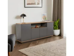 Buffet en bois "Arista" - 180 x 44 x 75 cm - Gris anthracite