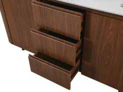 Buffet en bois avec plateau en céramique "Stonea" - 180 x 40 x 85 cm - Marron