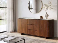 Buffet en bois avec plateau en céramique 