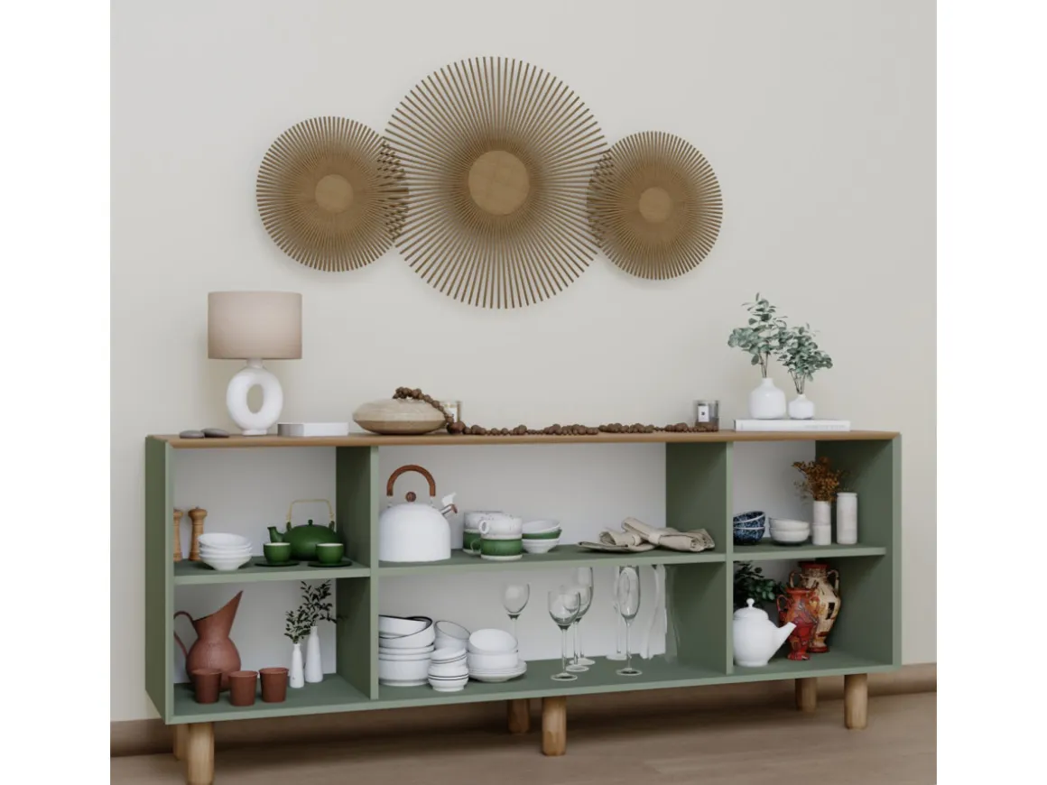 Buffet en bois "Bohem" - 180 x 40 x 75 cm - Vert