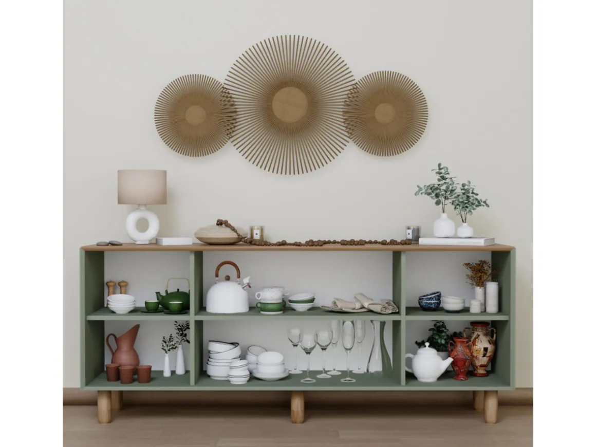 Buffet en bois "Bohem" - 180 x 40 x 75 cm - Vert