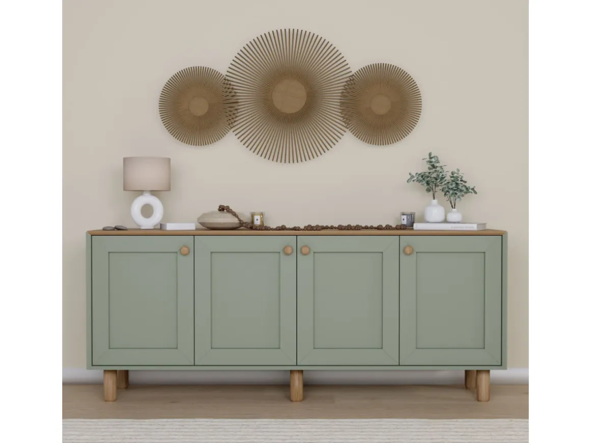 Buffet en bois "Bohem" - 180 x 40 x 75 cm - Vert