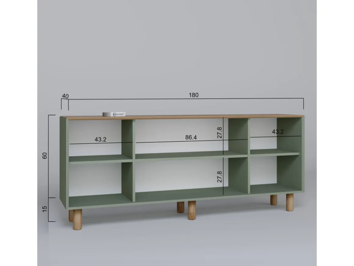 Buffet en bois "Bohem" - 180 x 40 x 75 cm - Vert