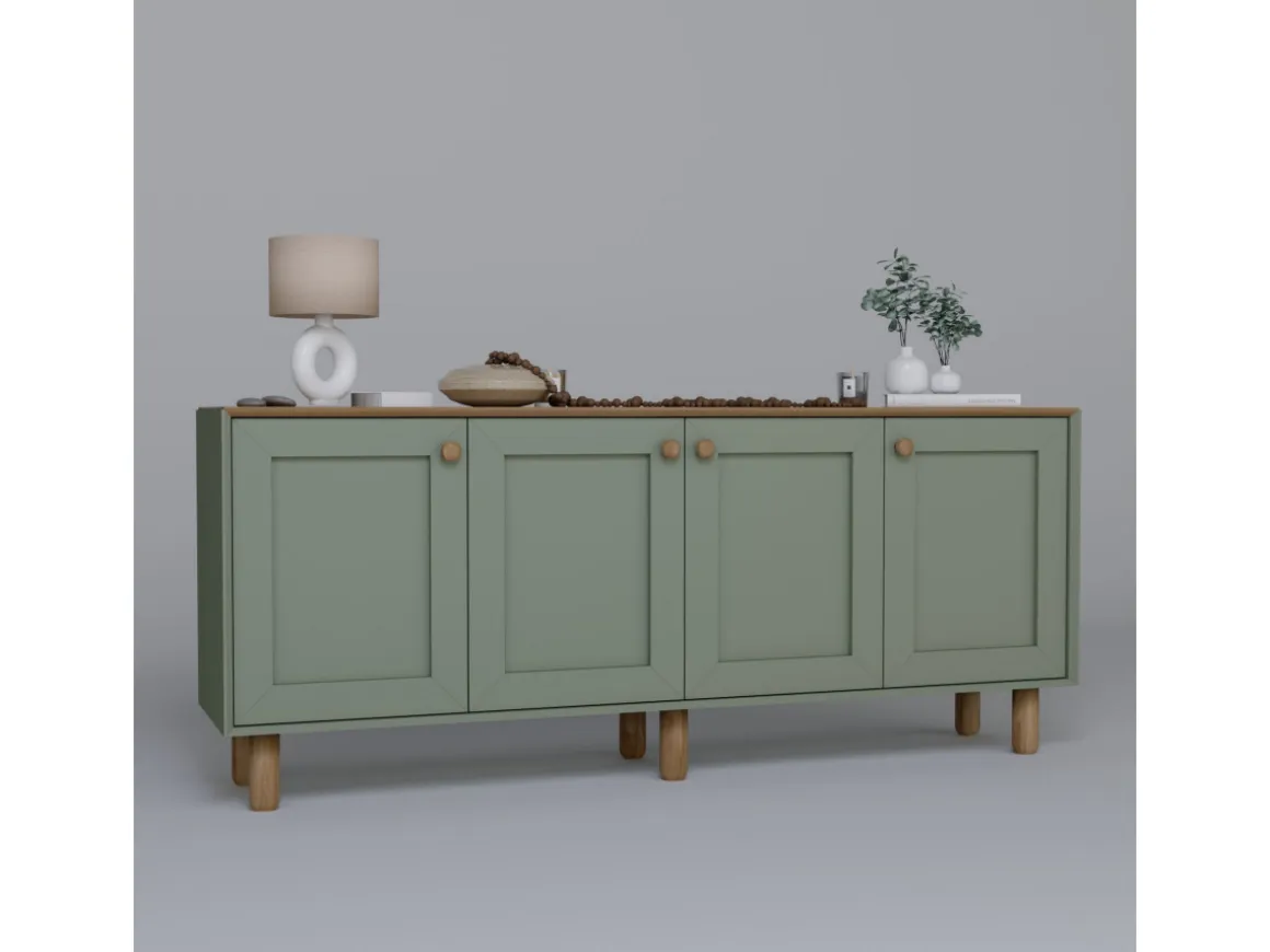 Buffet en bois "Bohem" - 180 x 40 x 75 cm - Vert