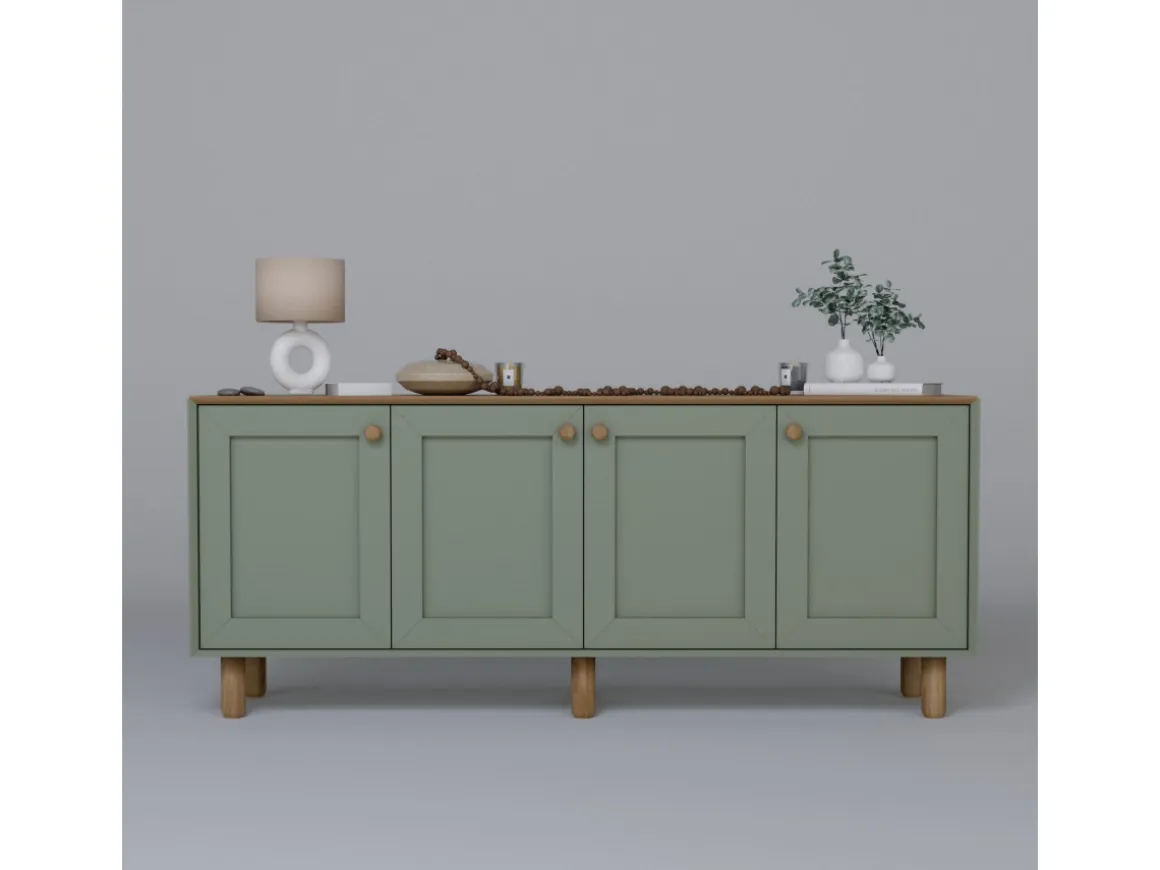 Buffet en bois "Bohem" - 180 x 40 x 75 cm - Vert