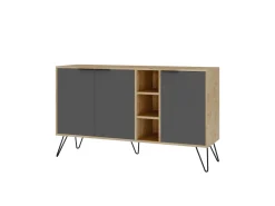 Buffet en bois "Clara" - 142 x 36 x 83 cm - Gris anthracite