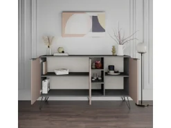 Buffet en bois "Clara" - 142 x 36 x 83 cm - Moka clair