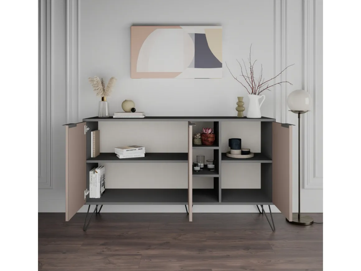 Buffet en bois "Clara" - 142 x 36 x 83 cm - Moka clair