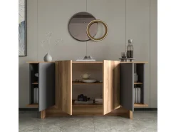 Buffet en bois "Diana" - 180 x 40 x 81 cm - Gris anthracite