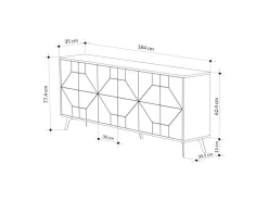 Buffet en bois "Dune" - 184 x 35 x 77 cm - Blanc