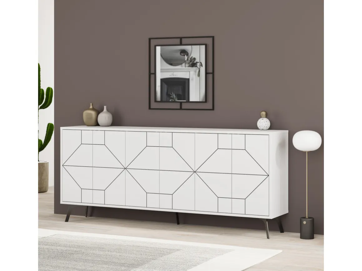Buffet en bois "Dune" - 184 x 35 x 77 cm - Blanc