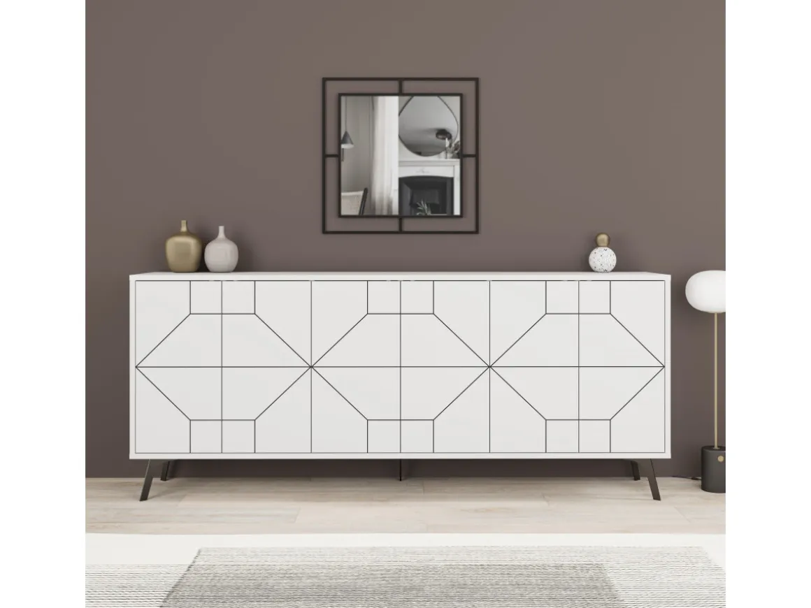Buffet en bois "Dune" - 184 x 35 x 77 cm - Blanc