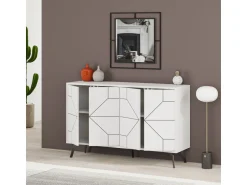 Buffet en bois "Dune" - 123 x 35 x 62 cm - Blanc