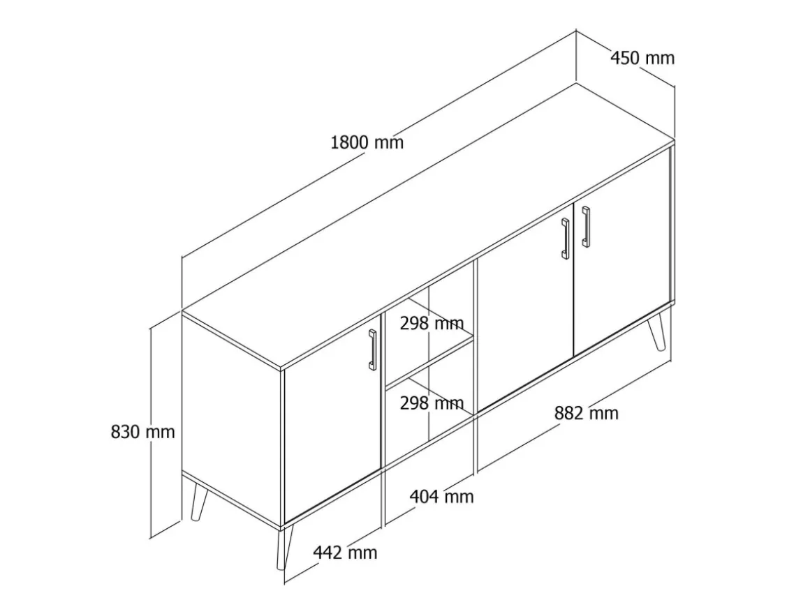 Buffet en bois "Exxen" - 180 x 45 x 80 cm - Marron