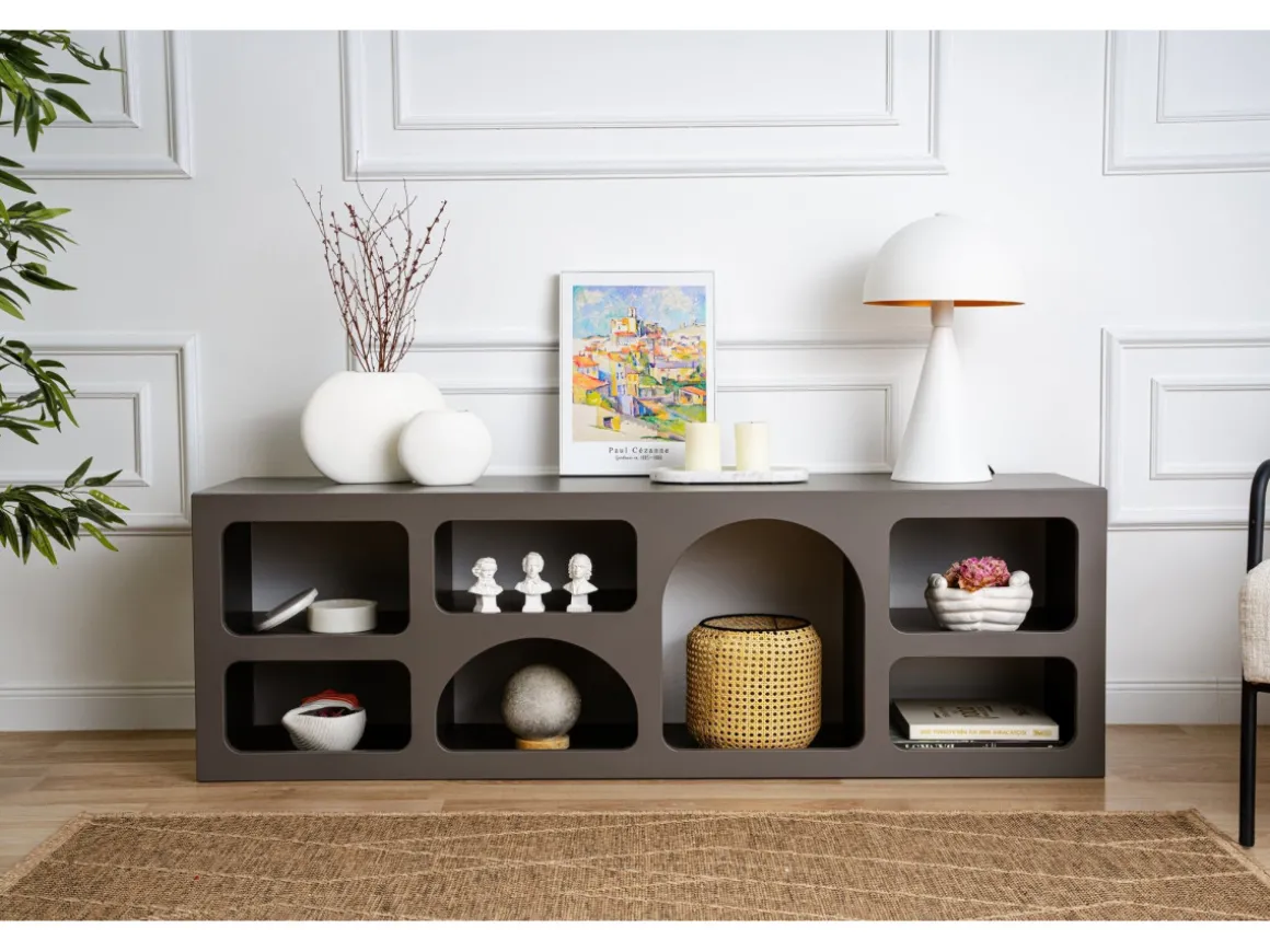 Buffet en bois "Ferlis" - 160 x 40 x 51 cm - Gris anthracite